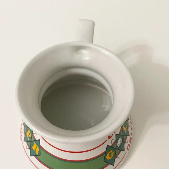 Vintage No Spill  Non Slip Wide Bottom Coffee Mug Caution Golfer Driving - Picture 7 of 16